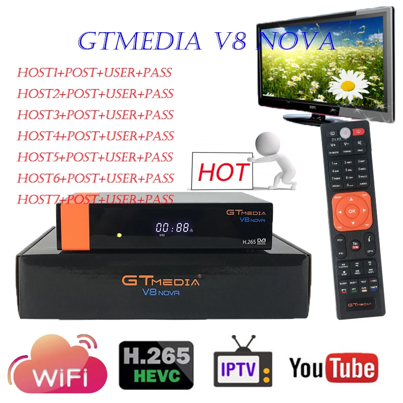 GTMEDIA V8 NOVA спутниковый ТВ приемник 1080P DVB-S2 встроенный wifi спутниковый декодер Испания cccam freesat v8 приемник DVB S2 ТВ приставка