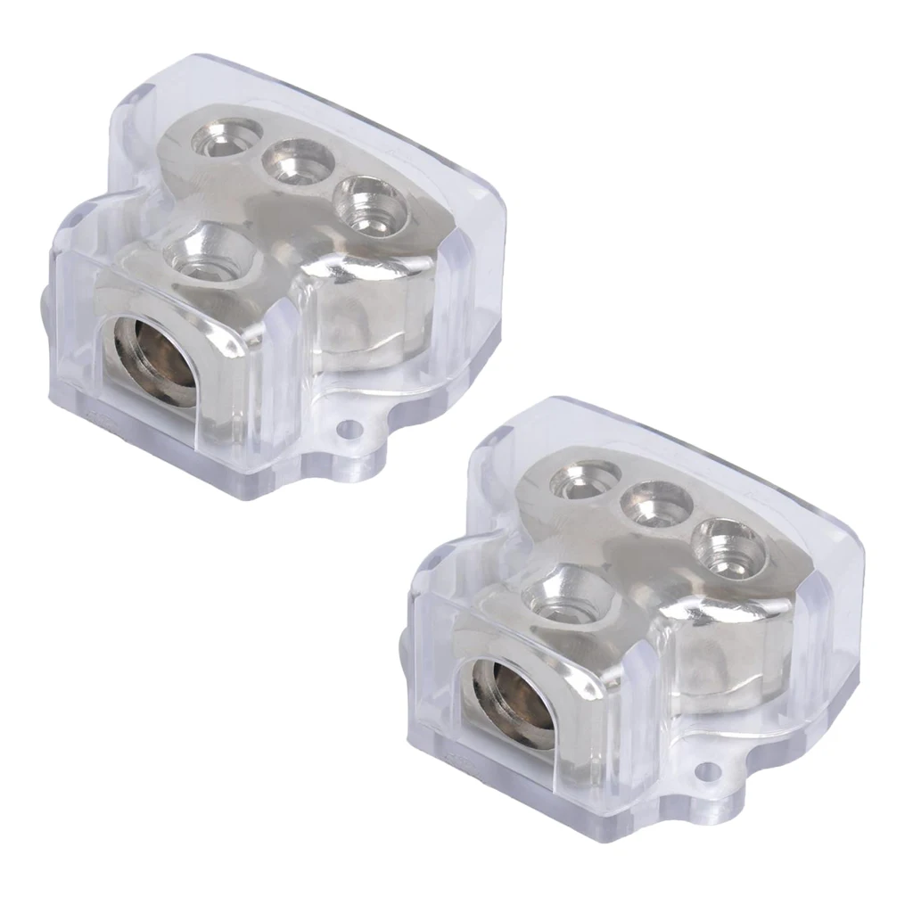 2x 3-Way Car Audio Stereo Amp Power/Ground Cable Splitter Distribution Block