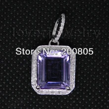 Винтажная изумрудная огранка 10x12 мм 14 к белое золото бриллиант аметист кулон ESR15