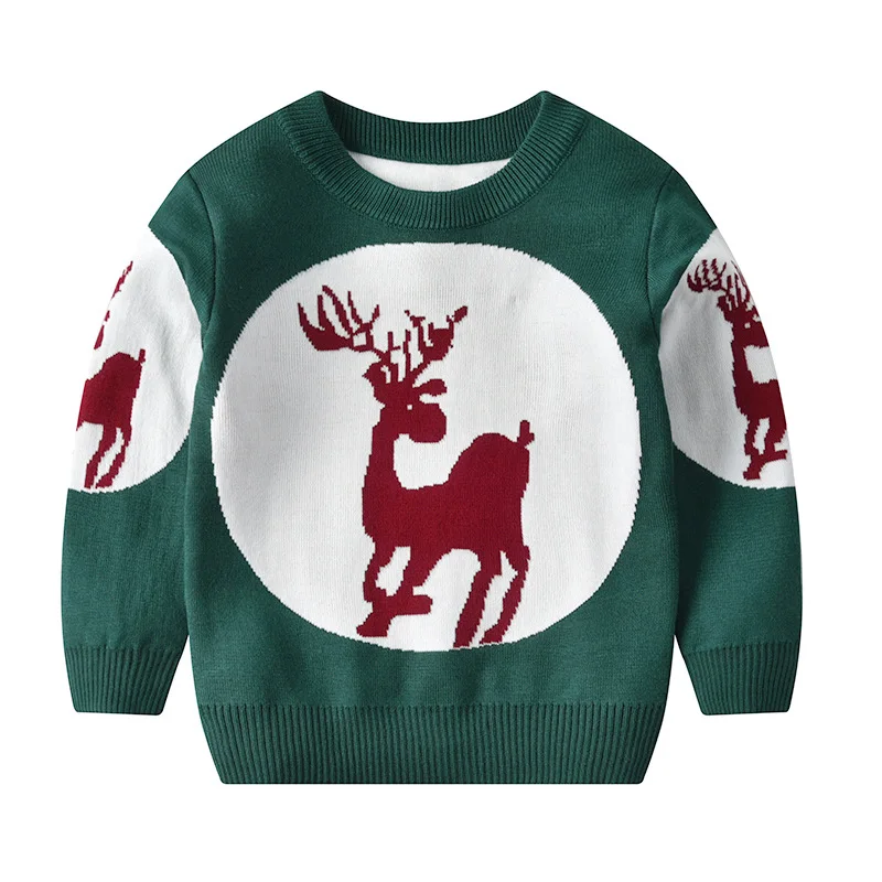 Осень-зима, Рождественский свитер с рисунком оленя для мальчиков, плотный детский вязаный пуловер, одежда, джемпер, Свитера для маленьких мальчиков - Цвет: As Pictured