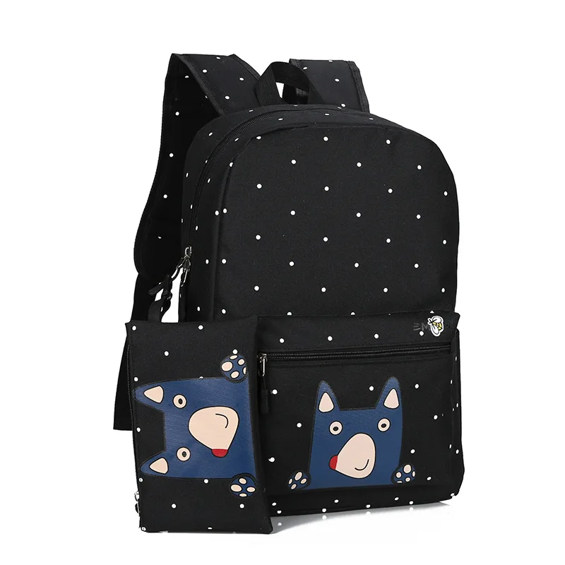 

New Style Polka Dot Kit CHILDREN'S Cartoon Backpack Primary Canvas School Bag Women's Europe And America Printed