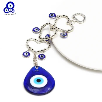 

Lucky Eye Glass Evil Eye Keychain Heart Blue Wall Hanging Car Bag Keychain Handmade Jewelry Diy EY6525