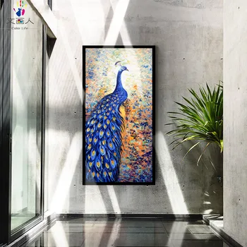 

Blue Big Peacock Coloring by Numbers Picture Painting by Numbers Animals Oil Paint Canvas One Piece Europe Propylene