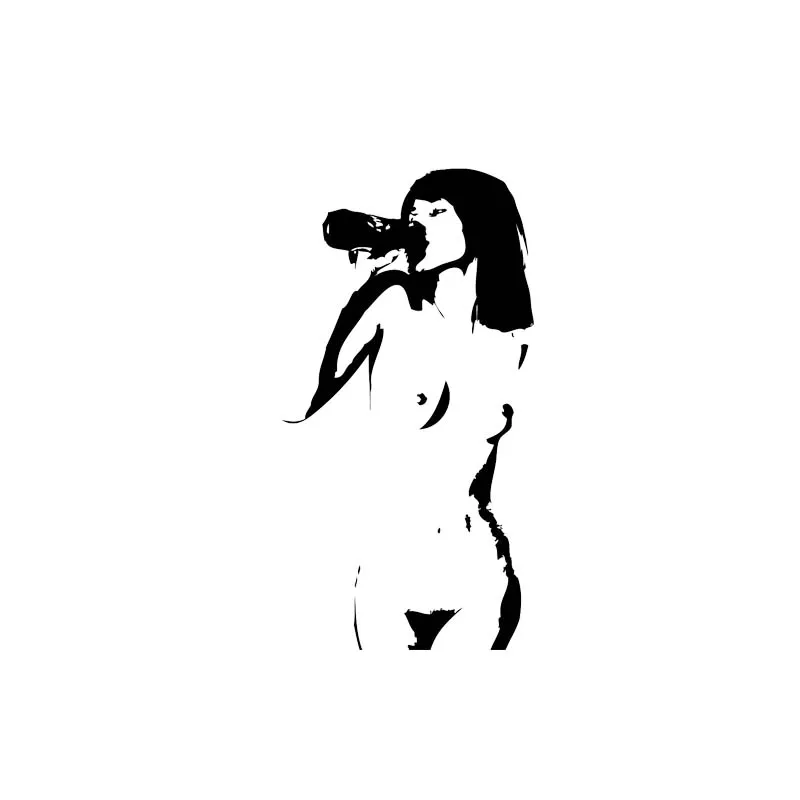 

Creative Sexy Drinking Naked Girl Car Sticker Black/Silver PVC Applique Cool Style Fashion Design ZWW-2136, 12.9cm * 6.8cm