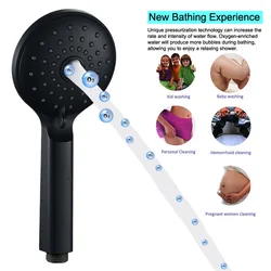 Hand Held Bathroom Shower Head 2 Function Matte Black Pressurized Bath Head  Bathroom Set