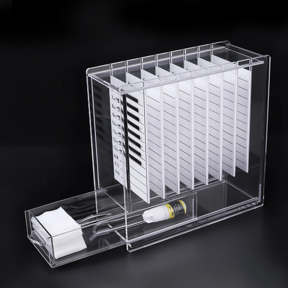 

Eyelash Storage Box Makeup Display Container Eyelashes Glue Pallet Holder Grafting Eyelash Acrylic Transparent Box #551
