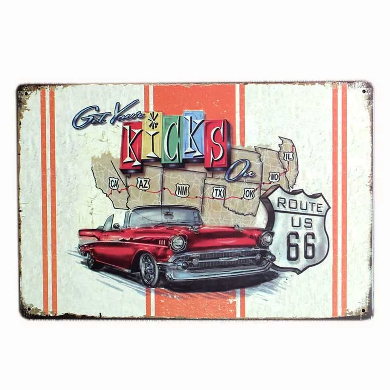 Route 66 знаки Decoracion ретро-табличка эмаль винтажные гаражные металлические дощечки плакаты Клубные Бар Декорации Декор для дома 20x30 см - Цвет: 08831