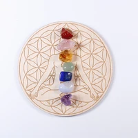 7 sztuk/zestaw Natural Crystal mieszane siedem uzdrowienie Chakra kamień + siedem gwiazdek tablica drewna płyta żwir chipsy Chakra Home decor prezent 6