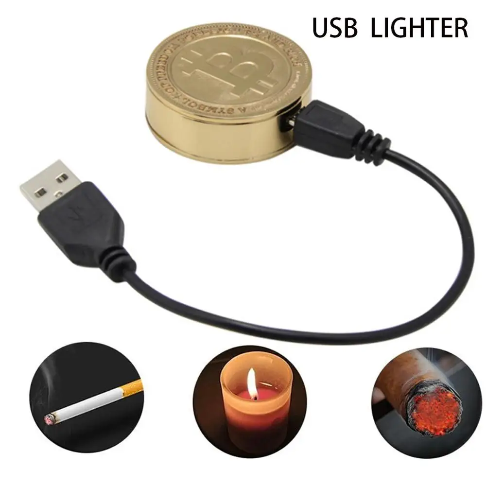 

Funny Chip USB Electronic Rechargeable Cigarette Lighter Portable Metal Commemorative Coins Plasma Arc Lighter USB Lighter