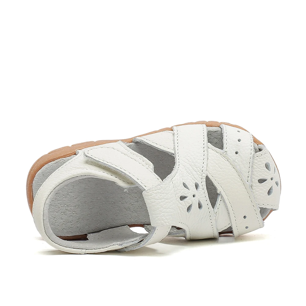 Genuine leather soft closed toe cut out children Girls sandals flat toddler Summer shoes 4
