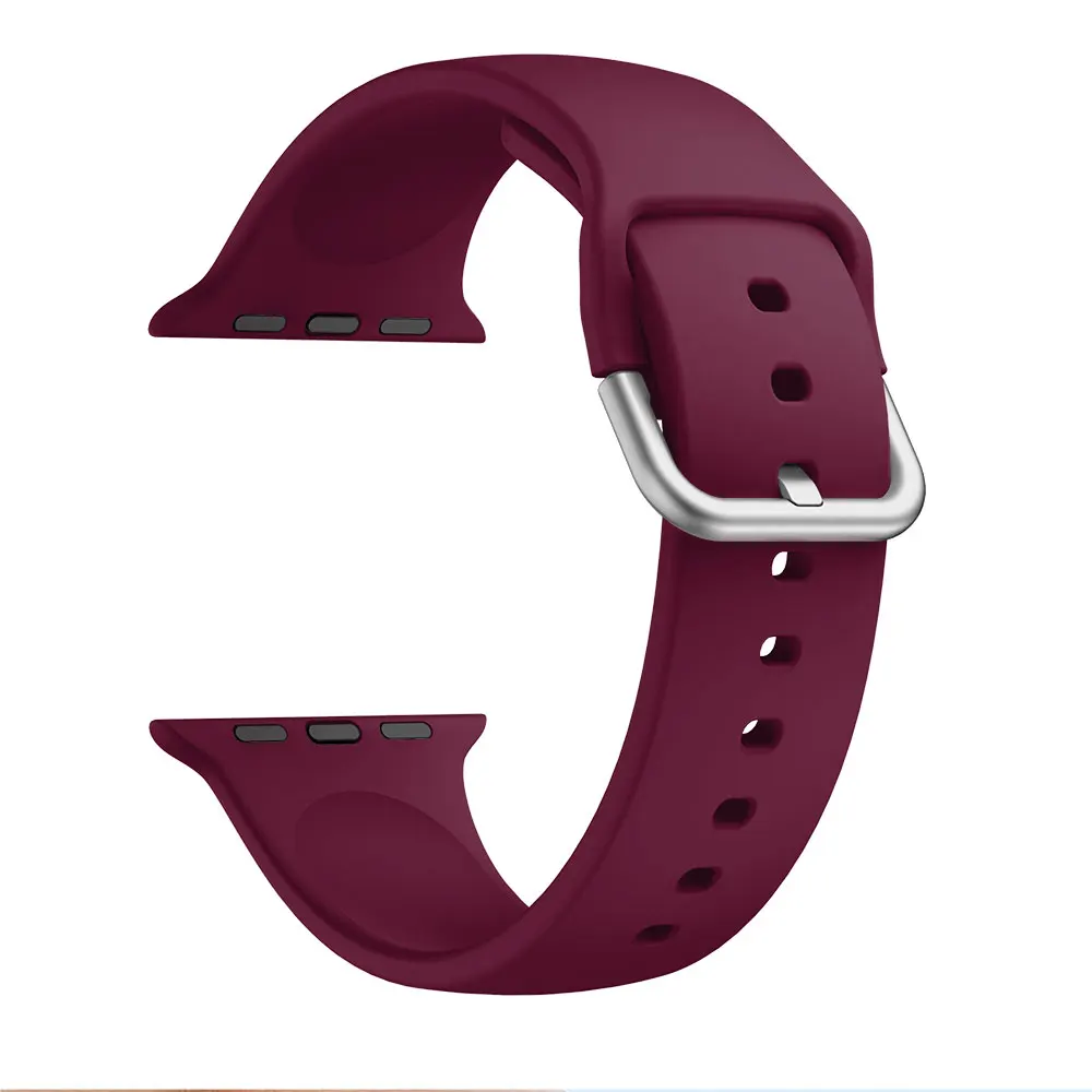 wine rose Силиконовый ремешок для наручных часов Apple Watch, 42 мм, 38 мм, Версия 44 мм 40 мм Резиновый Браслет ремешок для часов Iwatch серии 5/4/3/2/1 браслет - Цвет ремешка: wine rose