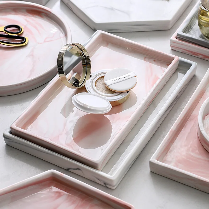 

Nordic Modern Marble Ceramic Storage Plates Jewelry Storage Tray Creative Fruit Candy Dish Home Decoration Accessories