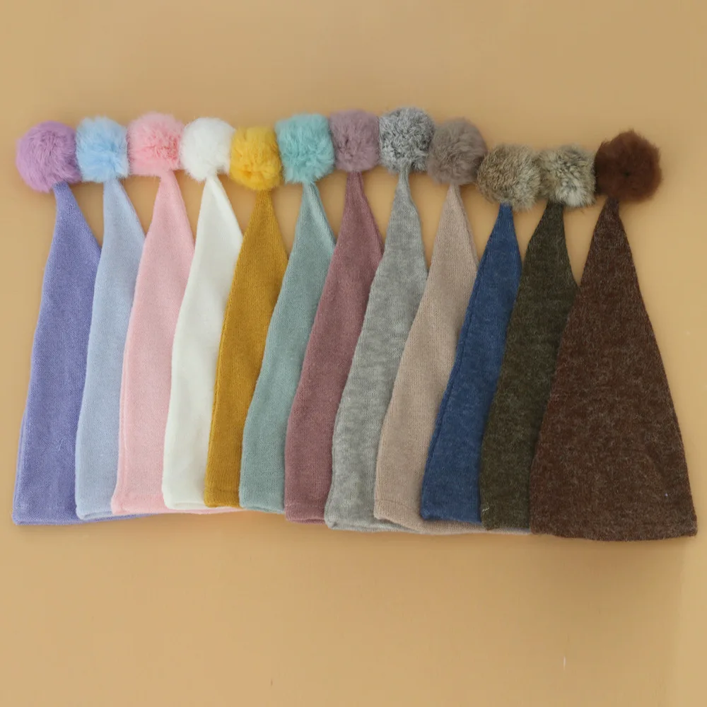 Newborn hat Newborn Photography Props Knit Fur Ball Cap Hat Baby Photo Studio Beanie  Hat 5