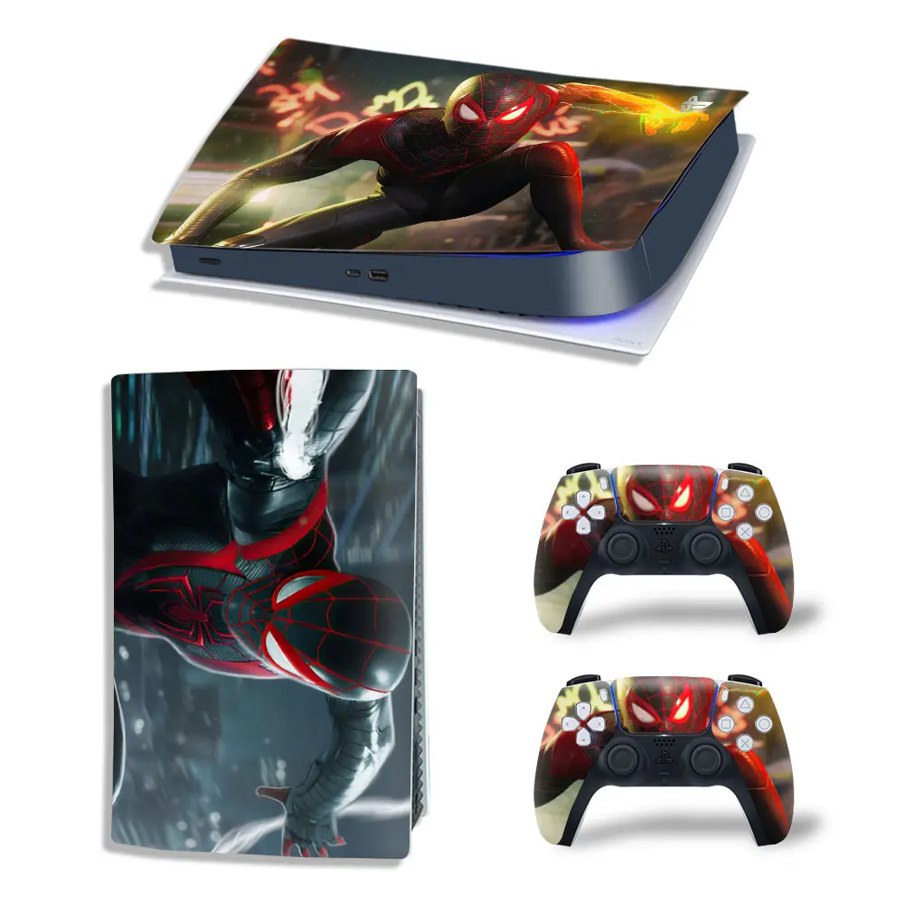 Marvel Spiderman PS5 Digital Edition Skin Sticker Decal Cover for PlayStation 5 Console and 2 Controllers PS5 Skin Sticker Vinyl 