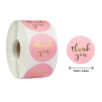 

500pcs Sealing Paste Craft Decoration Gift Packaging Thank You Sticker roll Seal Labels Pink Stickers