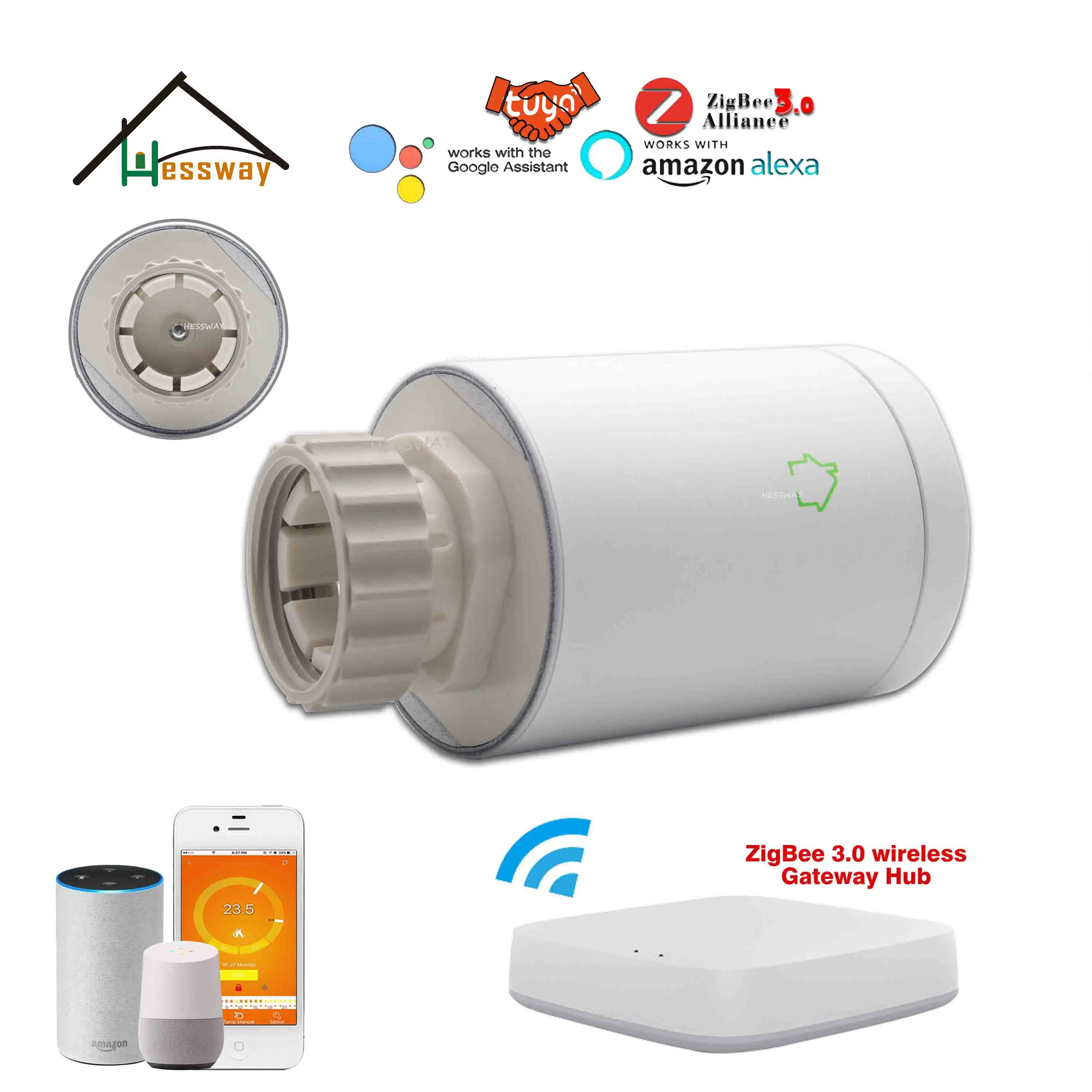 Умный беспроводной термостат HESSWAY IVR tuya smart zigbee для подключения к сети с