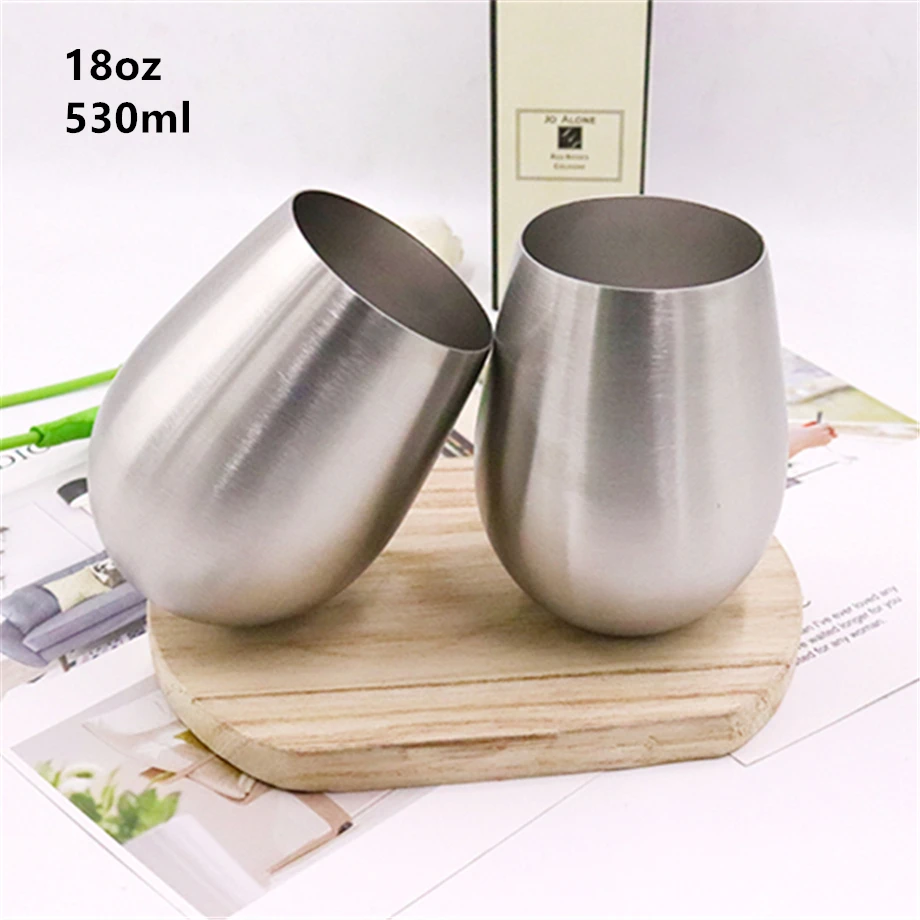 

18oz egg shape cup wine mug 530ml single layer 18/8 stainless steel coffee beer glass water tumbler silicone straws optional