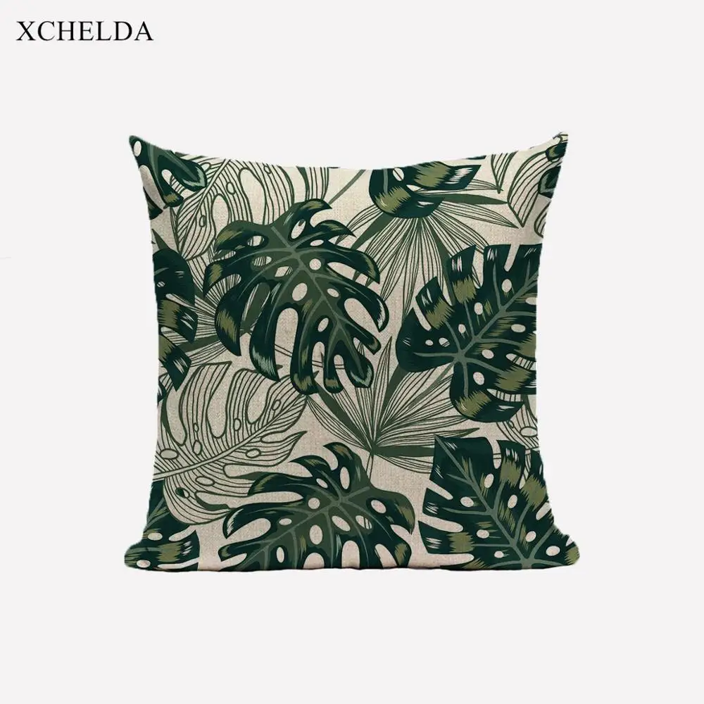 Nordic Scandinavian Style Cushion Cover Decorative throw Pillow Case 45*45 40X40 Linen Tropical botanical Pillowcase For Sofa