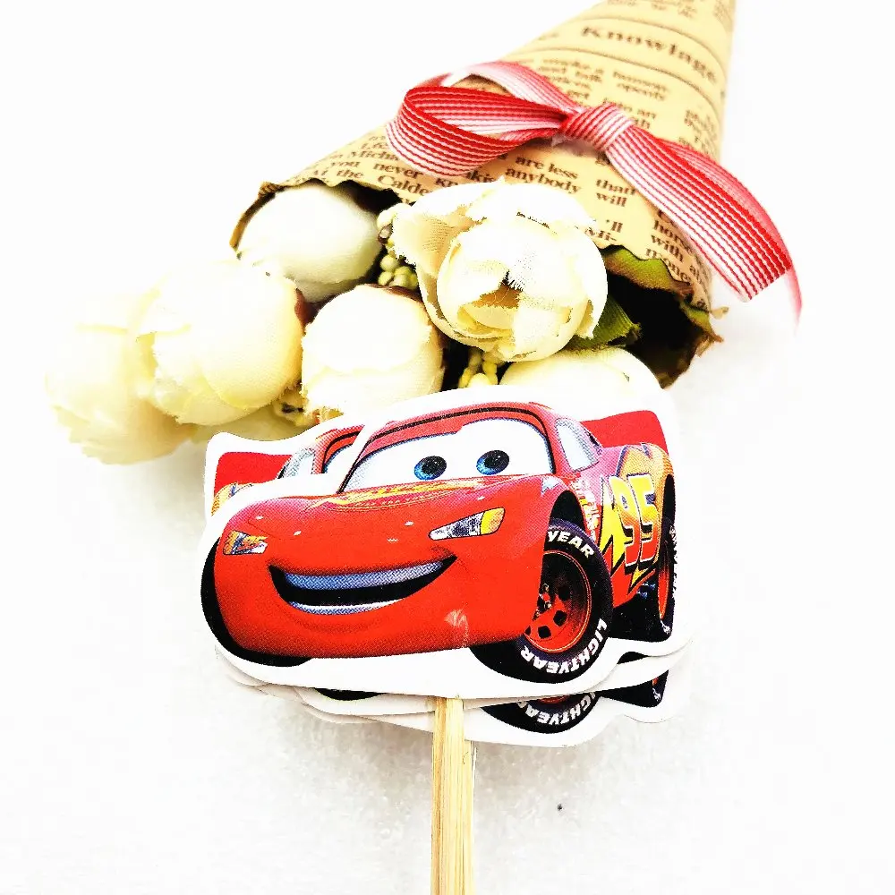 24 шт./компл. Lightning Mcqueen со вставленной картой продукция изображение декорирование тортов капкейк Палочки малыш День рождения украшения свадебные сувениры
