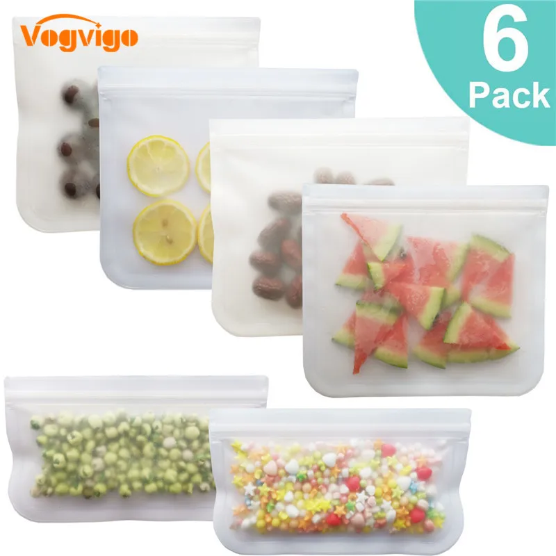 

VOGVIGO Reusable Storage Bags 6 Pack BPA FREE Freezer Bag Lunch Bag for Food Storage Home Organization Eco-friendly