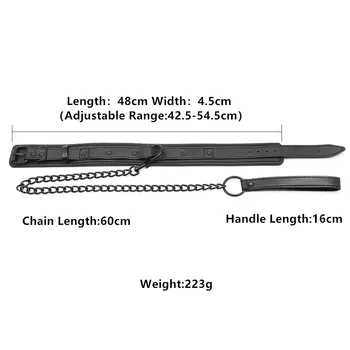 Leather Slave BDSM Collar with Leash Adult Games Sex Bondage Restraint Neck Cuffs Fetish Collar Erotic Sex Toys for Women Men 6