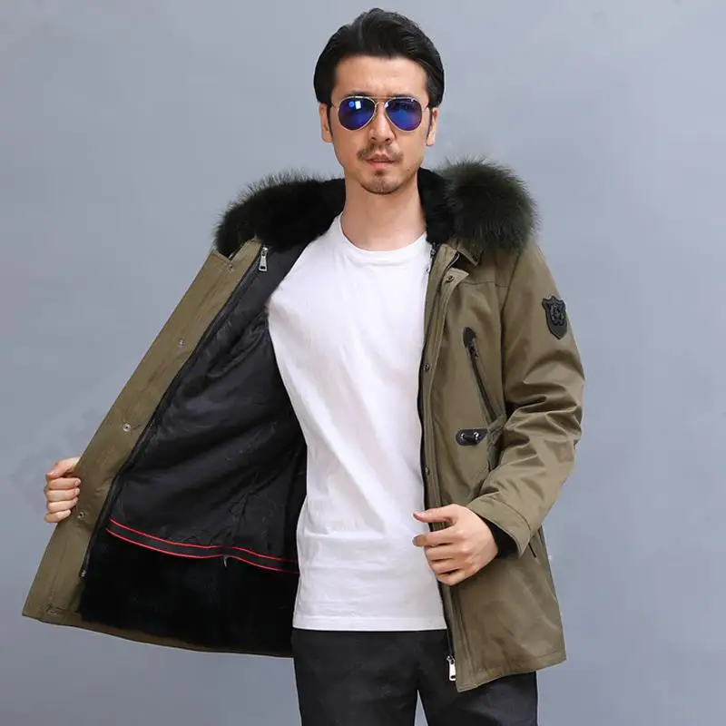 Мужской длинный отрезной съемный воротник из меха кролика Рекс, Лисий мех, воротник из меха енота