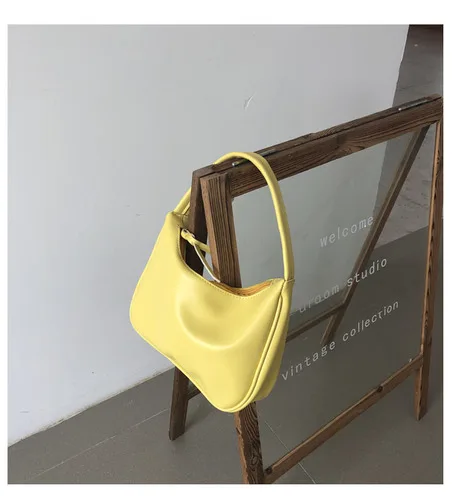 Новинка сумка-багет для женщин кожаные сумки винтажные роскошные дизайнерские сумки женские брендовые клатч женская сумка - Цвет: Цвет: желтый
