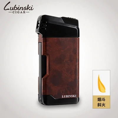 LUBINSKI Jet Fire Metal Cigar Cigarette Lighter Refillable Flame Tobacco Gift Box Set Smoking Tool Accessories | Дом и сад