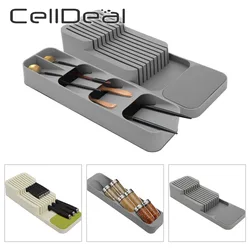 Cutlery Storage Tray Knife Holder Tableware Organizer Spoon Fork Storage Box Plastic Container plateau Knife Block Holder