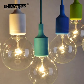 

E27 Hanging Lamp Base Bulb Holder DIY Socket Colorful Silicone Line Chandelier Lighting Point Rubber Ceiling Light Fixture Home