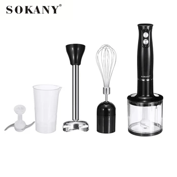 

SOKANY 4 in 1 Stainless Steel Electric Blender 2 Speed Blender Hand Mixer EggsWhisk Vegetable Juicer Grinder Chopper 700mlBeaker