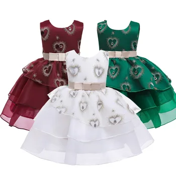 

Girls First communion Chiffon Heart Embroidered tutu Dress for girls ball gown kids Wdding Birthday Party Frocks 4 6 8 10 12 Y
