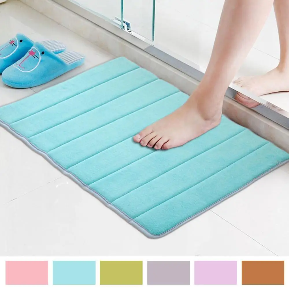 

New 40*60cm Bath Mat Bathroom Carpet Rug coral fleece Memory Foam Bathroom kitchen Room living room door Floor foot floor mats