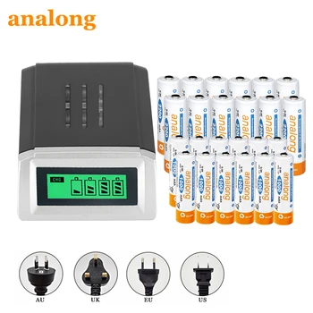 

12PCS analong 1.2V AA NI-MH battery 2200mAh 2A aa Rechargeable Batteries 12PCS AAA 1000mAh Battery+Charger for AA AAA battery