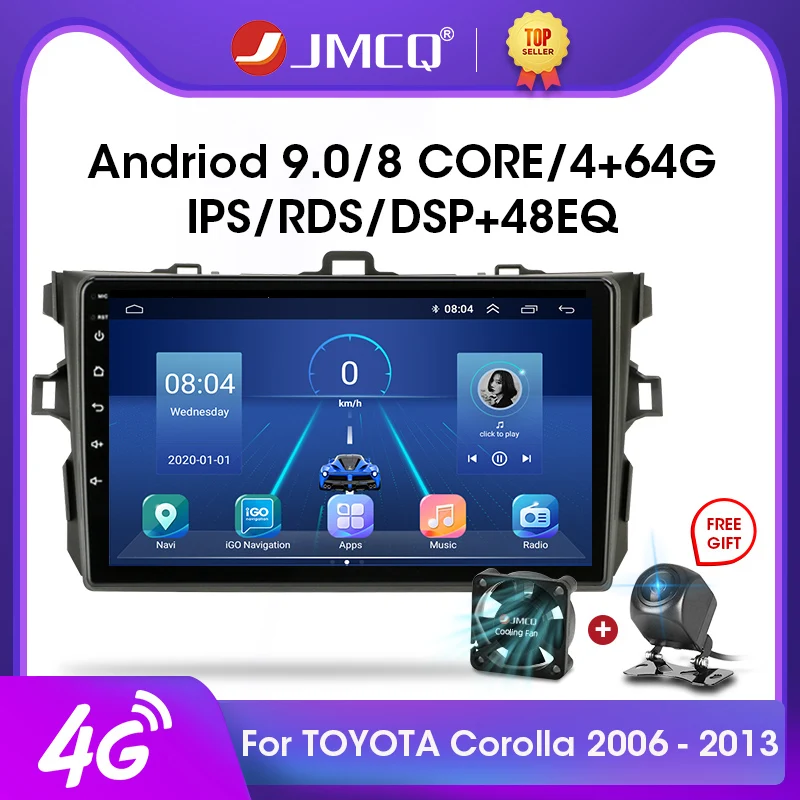 

JMCQ 2DIN Android 9.0 2+32G Car Radio Multimedia Video Player For Toyota Corolla 10 E140 E150 2006-2013 Navigation GPS Head Unit