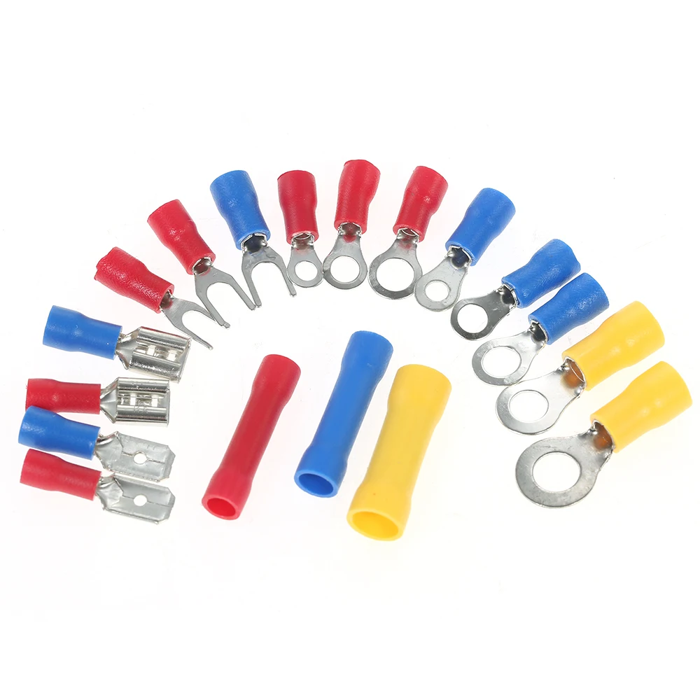 

Hot 300PCS Assorted Insulated Electrical Wire Crimp Terminals 18 Kinds Copper Crimp Cable Connector Kit Spade Butt Set