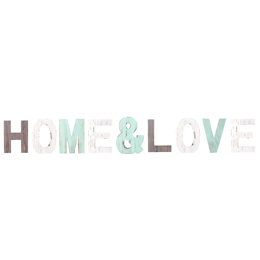 Из дерева в деревенском стиле LOVE& HOME декоративный знак стоящий вырез слово Декор многоцветный домашний декор из дерева знак - Цвет: Multicolor