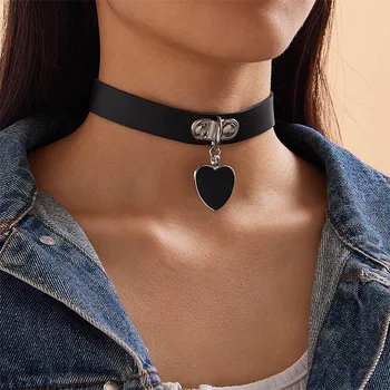 

NZ1594 Cross Border Europe and America Ornament INS Harajuku Wind PU Leather Necklace Trend Love Neck Ring Choker Female