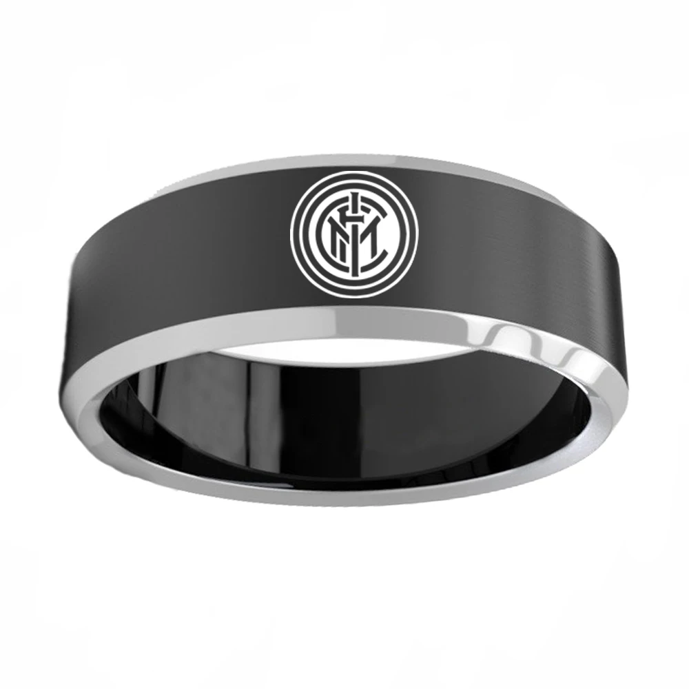 

Milano F.C Football Club Logo Fans Ring 8mm Custom DIY Laser Name Logo Stainless Steel Ring for Mens Gifts
