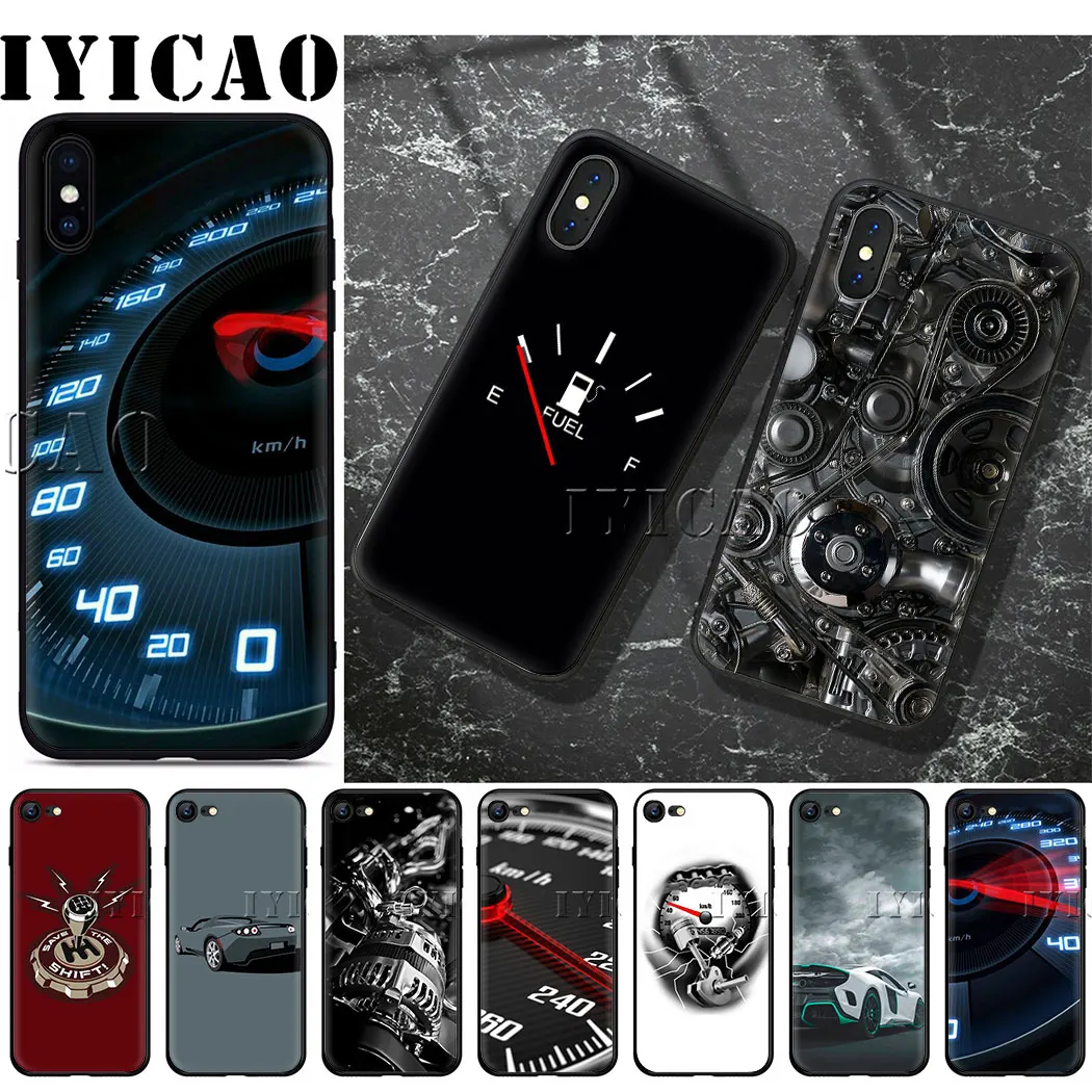 IYICAO гоночный Спидометр мягкий силиконовый телефон для iPhone X XS XR Max 6 6s 7 8 Plus 5 5S SE 10