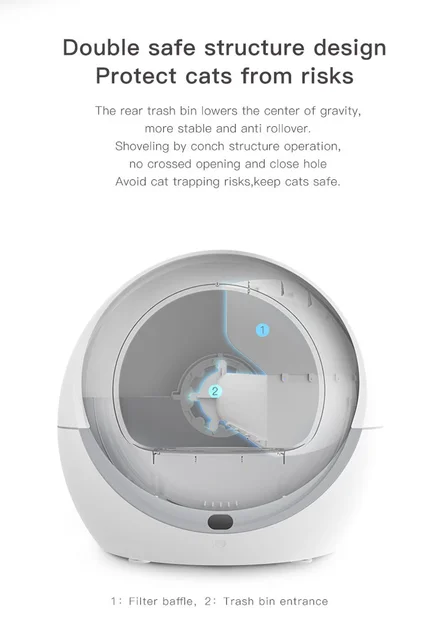 Petree Self Cleaning Cat Toilet EnClosed Pet Tray Cat Litter Box Automatic Smart APP Remote Sand Box caja de arena para gato 6