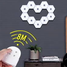 

Hexagonal LED Wall Light Smart Home Puzzle Lights Kit Touch Sensitive DIY Geometry Modular LED Night Lamp for Office Living Room