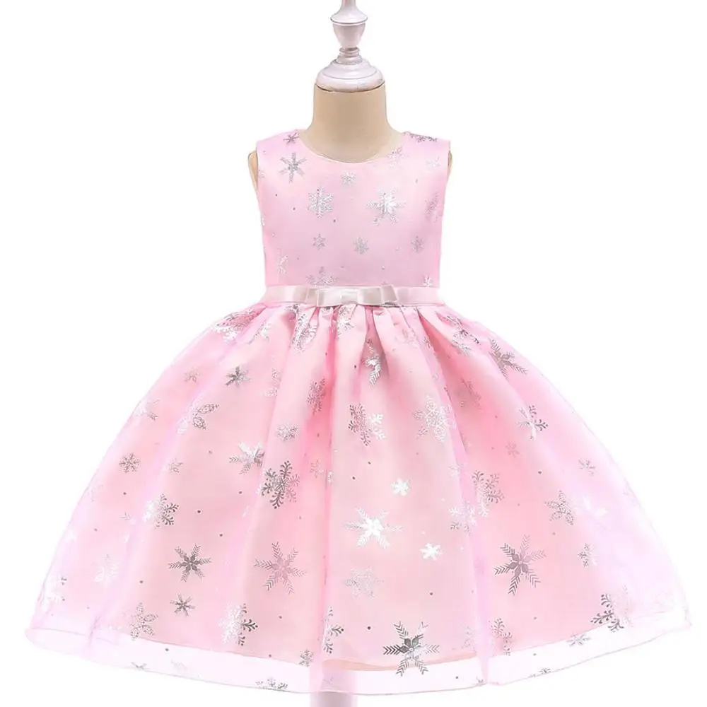 Платье для девочек; Летние Детские платья из полиэстера для девочек; вечерние платья принцессы с кружевом и снежинками без рукавов; шикарное фатиновое платье-пачка