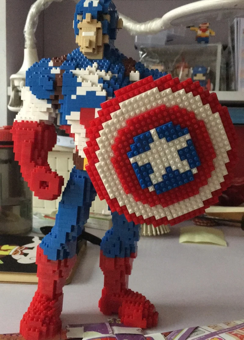 Marvel Мстители Капитан Америка герой DIY 3D модель алмаз Мини Строительные маленькие