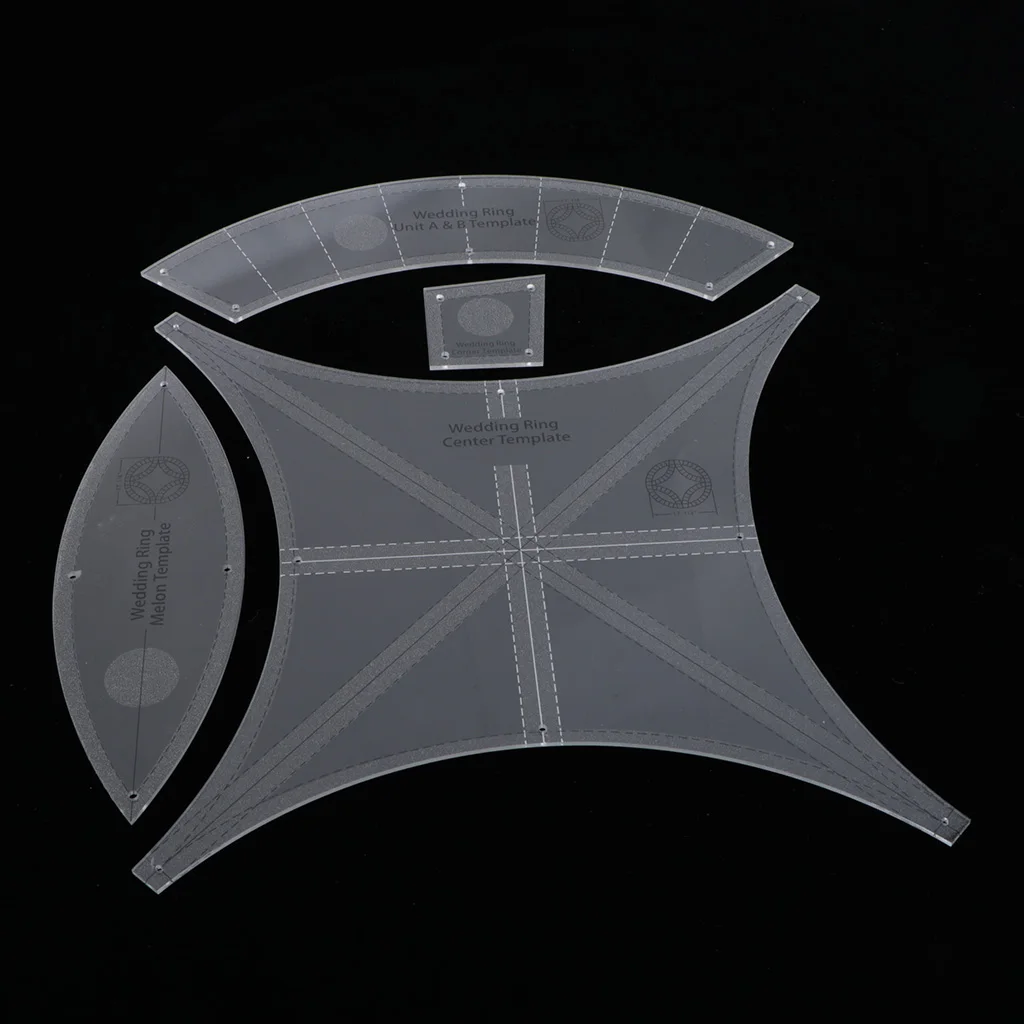Multi-function Double Wedding Ring Template Sewing Patchwork Quilting Ruler