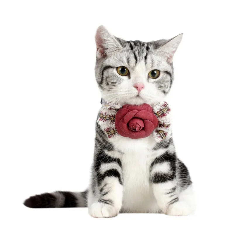 Pet Adjustable Bowknot Necktie for Cats Small Dogs Teddy Fashion Velvet Floral Tie