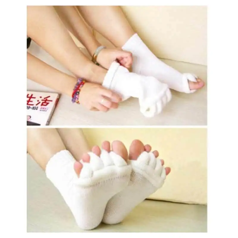 1 Pair Five Toes Separators Socks Hallux Valgus Corrector Bunion Adjuster Foot Care Orthopedic Straightener Socks for Pedicure 1 Pair Five Toes Separators Socks Hallux Valgus Corrector Bunion Adjuster Foot Care Orthopedic Straightener Socks for Pedicure