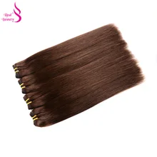 Настоящая красота коричневый прямые бразильские натуральные кудрявые пучки волос#4Remy человеческие волосы для наращивания 1"-24"