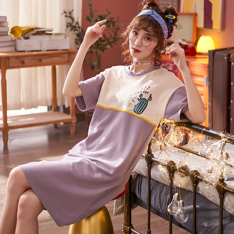 Женские пижамы с принтом в виде героев мультфильмов Harajuku Ulzzang, простые, мягкие, для отдыха, для студентов, для женщин, корейский стиль, повседневные, летние, с рукавом до локтя