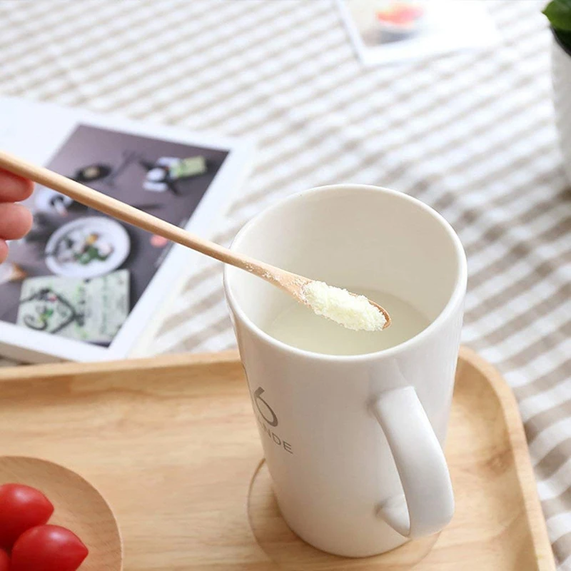 10 Pieces of Soup Spoon Natural Beech Wood Long Handle Drink Spoons Cocktail Household Items and Swizzle Stricks